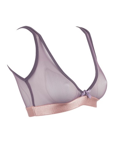 Iridescent elastic and mesh brassière Blue moon