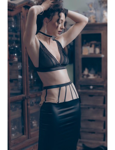 Crazy for you schwarzer satin-bleistiftrock